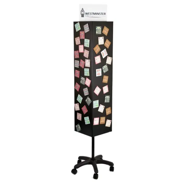Retail Store 4 Sides Rotating Greeting Magnets Card Poster Metal Floor Display Racks Stand