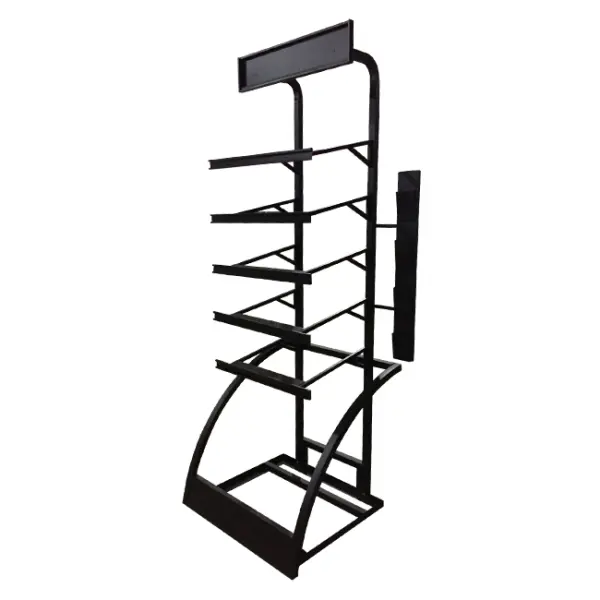 Exclusive Shop Advertising Metal Frame Wheel Tire Display For Retail With PVC Graphics And Brochure Holders