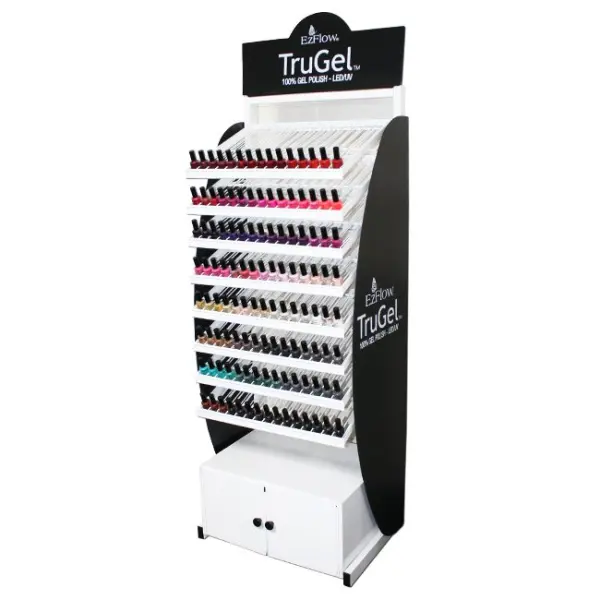 Cosmetics Shop Design Nail Polish Metal Display Stands With Shelving Rack And Cabinets