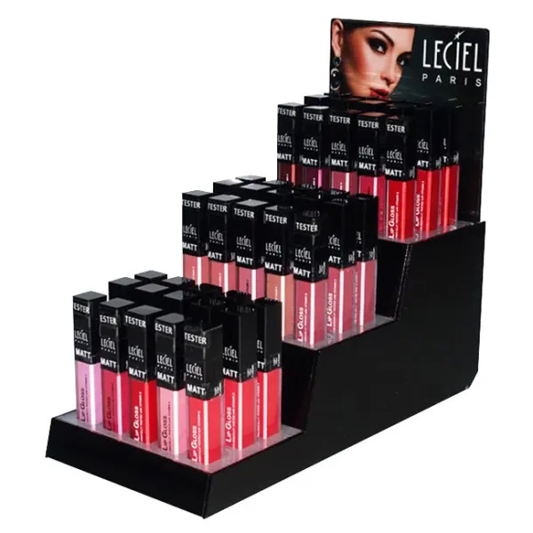Black Acrylic 3-Tier Lip Gloss Display Stand for Countertops
