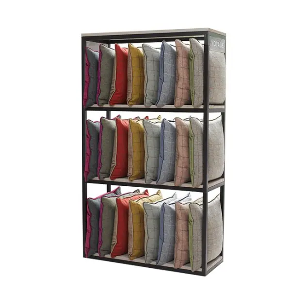 Household Suppliers Promotion Cushion Pillow Retail Shop Metal Frame Shelving Floor Display Stand