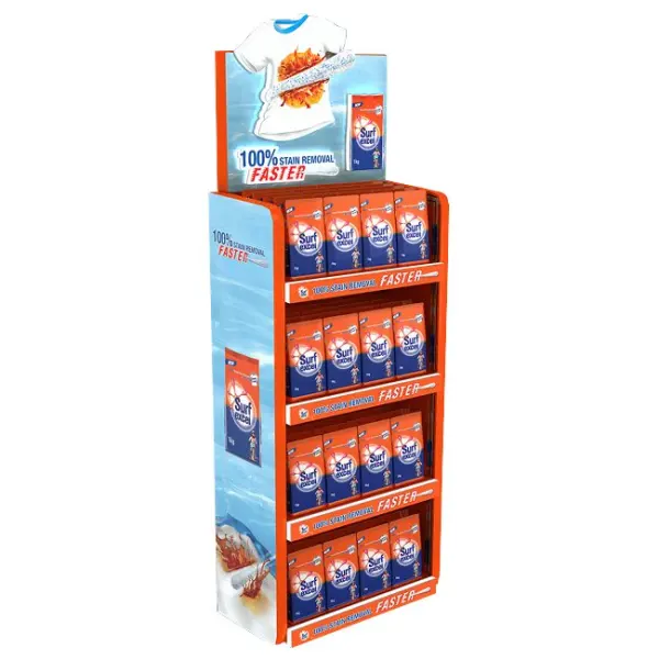 FASTER Detergent Washing Powder Metal Frame Retail Display Racks With Shelves
