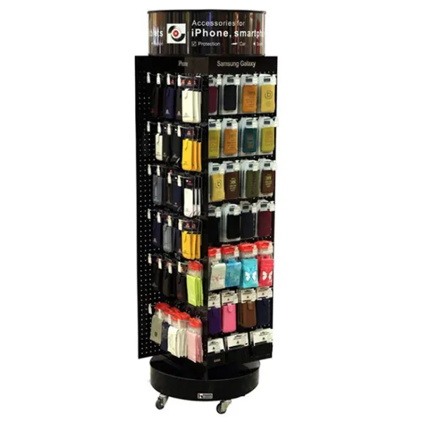 Retail Iphone Android Mobile Phone Accessories Metal Rotating 4 Sided Display Rack