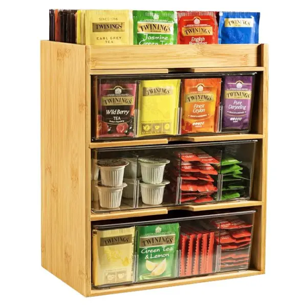 Bamboo Wood Retail Countertop Display with Acrylic Drawers