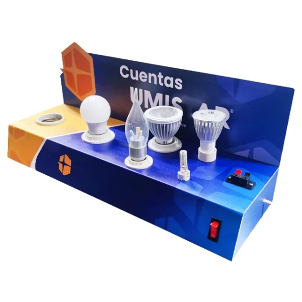 Countertop light bulb display with working sockets